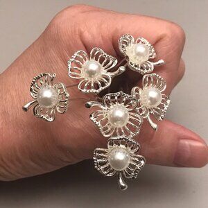 New__ Set of 6 __Metal Flower U-shape Hair Pins